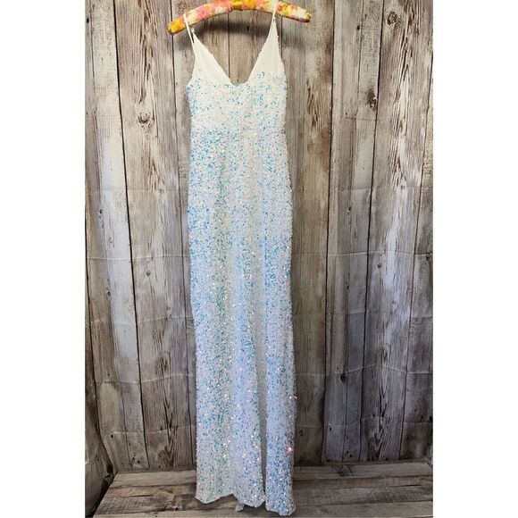 Lucy In The Sky Whitney Sequin Maxi Colorful Bridal Prom Dress | Size Medium - Picture 3 of 10